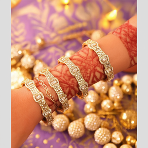 Ethnic Style Fancy <b>Crystal</b> Stone Ball <b>Bracelets</b> Trendy Sparkling Brass Bangles for Wedding & Festive Wear-10575633PK_2.8 - Product Image 3