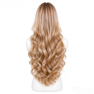 Perruque 100% cheveux humains, longue, blonde dorée, bouclée en queue de poisson, pour femmes, aspect naturel - Product Image 3