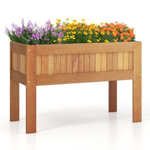 Solid Wood Elevated <b>Planter</b> <b>Box</b> with Legs 1PC Wooden Raised Garden Bed Flower Pots & <b>Planters</b> - Product Image 4
