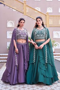 Traditional Indian Pakistani <b>Women</b> <b>Lehenga</b> Choli Green Embroidered Floor-Length Loose Fit Wedding Wear - Product Image 5
