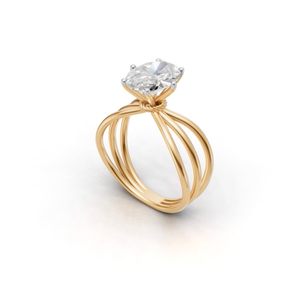 Anillo de Compromiso de Diamantes de Corte Ovalado en Oro Amarillo para Mujer, Estilo Clásico, Joyería con Piedra Natural - Product Image 3