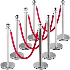 Set di montanti per controllo della folla in 8 pezzi con corda di velluto rosso 5 Ft/1.5 m facile da montare con robusta Base in metallo - Product Image 1