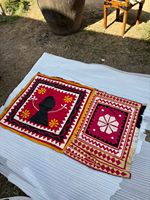 Panneau mural décoratif en tissu indien traditionnel bohème multicolore, fait main, vintage, patchwork, brodé, en coton