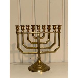 Brass Menorah 9 Arms Candelabra Religious Candle Holder Durable Gold Finish Tabletop <b>Decor</b> Wedding <b>Decoration</b> <b>Table</b> Accessories - Product Image 1