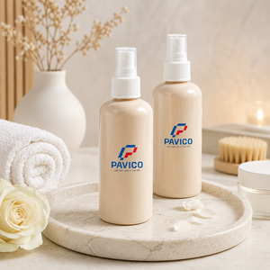 ขวดสเปรย์พลาสติก PET ทรงกลม ขนาด 220 มล. สีเบจ คอขวด 24 มม. พิมพ์ลายซิลค์สกรีน สำหรับบรรจุภัณฑ์โทนเนอร์ ผลิตภัณฑ์บำรุงผิว และเครื่องสำอาง ผลิตในเวียดนาม - Product Image 5