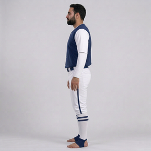 Ensemble de vêtements de baseball pour hommes, pantalon en jersey uni, manches courtes, col en V, fermeture à boutons, évacuation de l'humidité, antibactérien, respirant, 100% coton - Product Image 4
