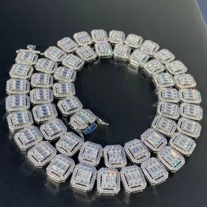 Cadena de Diamantes Moissanite de Eslabones Cubanos de 16 mm, Personalizada, de Alta Calidad, Plata de Ley 925, Oro Blanco y Rosa - Product Image 1
