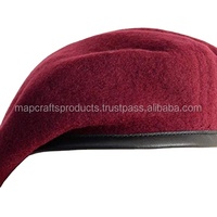 Boina de Lana Roja Unisex, Casual, Primavera-Otoño, 56-58CM, Tela de Terciopelo, Gorro de Moda para Adultos