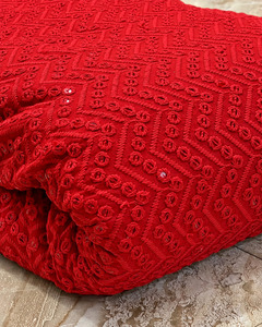 Tela de bordado cuadrada premium con lentejuelas y encaje de malla para vestido de novia, fiesta, ropa de moda africana, 100% poliéster - Product Image 3