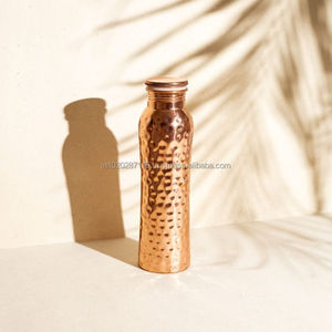 Handcrafted copper <b>water</b> <b>bottle</b> with multicolor enamel floral design and timeless beauty for home use and conscious hydration - Product Image 2