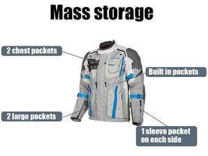 Klim Men's Waterproof Breathable Windproof Thick Motorcycle Jacket Grey Blue Stand Collar <b>Covered</b> <b>Button</b> Closure Winter Moto - Product Image 6