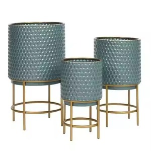 Luxury Metallic Planter with Enamel Finished Premium Interiors Contemporary Iron <b>Pot</b> with Stand for Minimalist Home Deco - Product Image 1