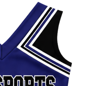 Haut d'uniforme de cheerleading bleu foncé sans manches, col en V, pour femmes et filles, idéal pour la danse, les équipes de performance et les compétitions sportives - Product Image 4