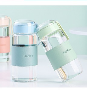 340ml <b>Reusable</b> Glass Travel Coffee <b>Mug</b> with Minimalist Design Leak-Proof Screw-On Lid Portable for Unisex Use - Product Image 2