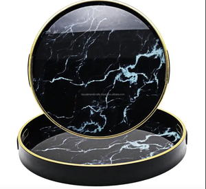 Bandeja de Madera con Diseño Moderno y Estampado Esmaltado, Hecha en India - Product Image 3