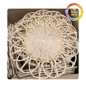 Salvamanteles Redondo de Ratán Natural, Hecho a Mano, Decoración Tejida para Mesa de Comedor - Product Image 6
