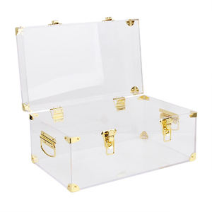 Modern Transparent Acrylic Golden Supplier Trunk Box <b>Storage</b> clear Acrylic Trunk with Gold Metal Accessories Decor - Product Image 1