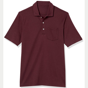 เสื้อโปโลแขนสั้นผู้ชายลายทางถักนิตติ้งลำลองสีน้ำเงินทรงปกติ - Product Image 6