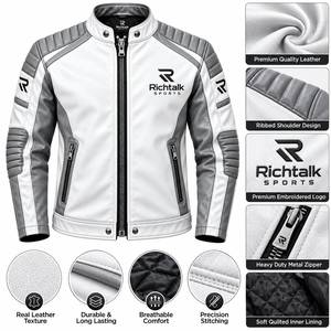 Chaqueta de Motociclista de Cuero Genuino Ecológica, Nueva Llegada, Superventas, para Hombre, con Cierre de Cremallera, Estilo Moto, Impermeable y Resistente al Viento - Product Image 6