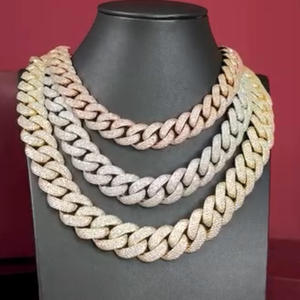 Collar de cadena cubana de doble cara de lujo, joyería de plata 925, con diamantes incrustados, eslabones ovalados, estilo hip hop, para hombres y mujeres, para fiestas. - Product Image 1