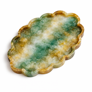 Plateau de service rond en résine bleu et blanc, motif nuage, idéal pour la table à manger et la décoration intérieure – Vente chaude - Product Image 3