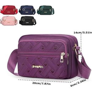 Bolso Bandolera Acolchado para Mujer, de Tela Oxford, Multicapa, Casual, con Bordado, Correa Ancha, para Negocios - Product Image 6