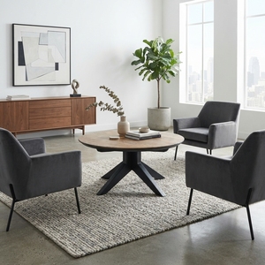 Mesa de centro redonda de madera premium, minimalista, de madera maciza de teca, mesa de té circular para sala de estar, mesa baja con estructura central para espacios y unidades. - Product Image 2