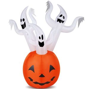 Decorazioni Gonfiabili di Halloween in PVC da 1,8 m a Forma di Zucca Fantasma con Luci LED, Spaventose Decorazioni Gonfiabili da Giardino per le Feste - Product Image 1