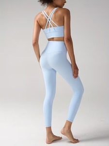 Conjunto Deportivo de Dos Piezas para Mujer, Top Deportivo de Punto Circular y Leggings de Cintura Alta con Efecto Moldeador, Traje Deportivo para Correr - Product Image 3
