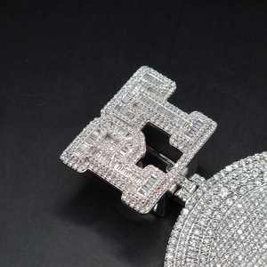 จี้ห้อยคอแบบฮิปฮอปชุบทองคำขาว 925 ประดับเพชรโมอิสซาไนต์ ดีไซน์ตัวอักษรปรับแต่งได้ตามต้องการ - Product Image 4