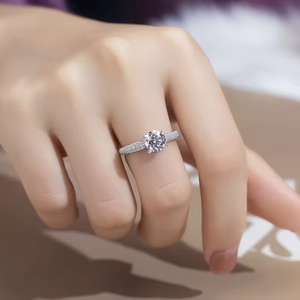 White Gold Round Brilliant Cut Diamond Engagement <b>Ring</b> Classic Style Women's Jewelry IGI Certified - Product Image 6