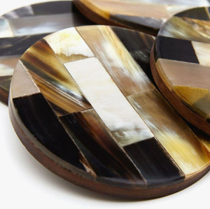 Sous-verres en corne de buffle naturelle de haute qualité, style carré et rond, sous-verres en résine absorbant l'eau avec un aspect unique - Product Image 6