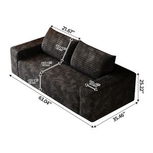 Divano in Tessuto Corduroy da 63 Pollici, Set da 2 Pezzi, Comodo Divanetto a Seduta Profonda, Nessun Montaggio Richiesto, 1 Pezzo per Soggiorno o Camera da Letto - Product Image 3