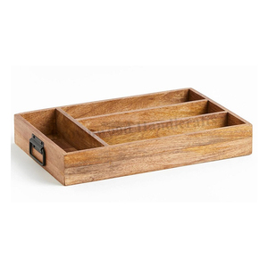 Fabricado en India, Bandeja de Madera Hecha a Mano de la Mejor Calidad para Servir Alimentos, con Compartimentos y Asas Metálicas, a Precio de Mercado Mayorista - Product Image 1