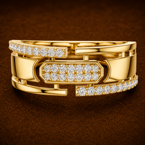 Round Cut Lab Grown Diamond <b>Rings</b> 14K 18K Solid Gold DEF VVS Modern Link Pave Diamond <b>Rings</b> For <b>Mens</b> Fine Jewelry Wholesale - Product Image 1