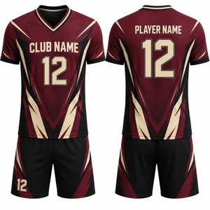 Camiseta de Voleibol Personalizada para Hombre, Color Granate, Negro y Dorado, Sublimada, Transpirable, Uniforme de Equipo, Talla Adulto - Product Image 1