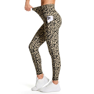 High Waist Leopard Print <b>Leggings</b> <b>Women</b> Full Length Seamless Knitted Sporty Yoga Pants Stretch Breathable <b>Compression</b> Activewear - Product Image 5