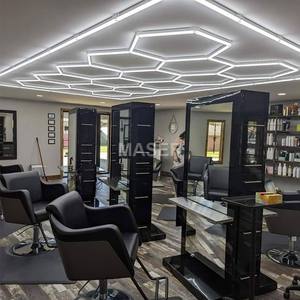 LED ışık altıgen tavan lambaları 14 ızgara bal peteği Lumire Salon Coiffeur berber dükkanı için çalışma ışıkları - Product Image 4