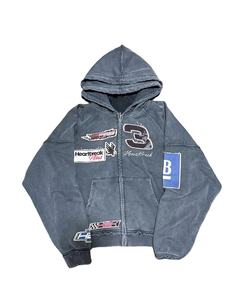 Sweat à capuche double avec logo personnalisé brodé, double capuche, pull à double couche avec fermeture éclair intégrale, sweat à capuche balaclava grande taille - Product Image 1