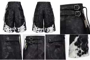 Shorts en cuir de luxe souple pour homme, taille mi-haute, tissés, multi-poches, longueur genou, style utilitaire, avec lettrage, artisanat en cuir de qualité supérieure - Product Image 4