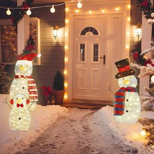 2D Outdoor Snowman Christmas Decorations 3-Piece Set 30-Inch Pre-Lit LED Snowman Family for Indoor Holiday Decor - Product Image 4