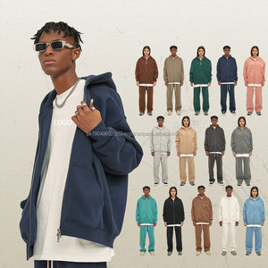 Sweat à capuche surdimensionné en molleton épais 350G avec fermeture éclair, logo personnalisé, vente en gros OEM, sweats à capuche avec fermeture éclair - Product Image 1