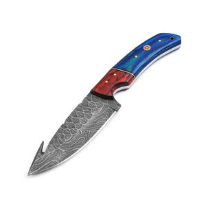 Cuchillo Bowie de Acero de Damasco Hecho a Mano con Borde Dentado, Funda de Madera Personalizable, Compatible con OEM, Hoja Fija, Garantía de 3 Años, para Exteriores - Product Image 2