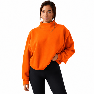 Hellas Fashion OEM ODM Manufacturer <b>Women's</b> Eco-Friendly Windproof Mock Neck Pullover Lightweight 100% Cotton <b>Fleece</b> Casual - Product Image 1
