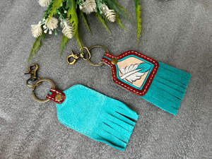 Nuevos llaveros de borla encantadores bonitos de cuero de Color genuino hechos a mano reales, gran oferta, llaveros turquesa modernos de estilo occidental - Product Image 2
