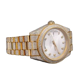 Montre mécanique de luxe en moissanite testeur de diamants montre glacée hommes lunette en acier inoxydable montre en or Vvs diamant pour hommes - Product Image 1