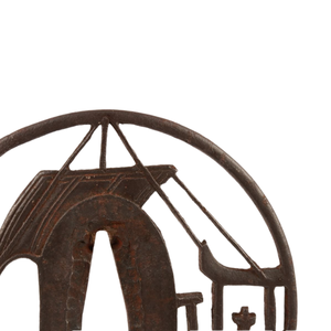 Tsuba de hierro del período Edo japonés con diseño de barco del tesoro Hosen, accesorios de espada antiguos sin marcar - Product Image 3