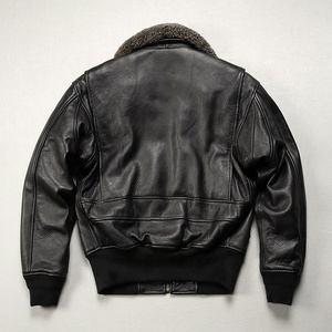 OEM Winter Mens Wool Collar Casual Real <b>Leather</b> <b>Jacket</b> Flight Fasion Bomber <b>Retro</b> Genuine Goatskin or Cowhide Coats - Product Image 2