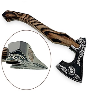 Hacha Vikinga Hecha a Mano de Grado Industrial con Funda de Cuero, Cabeza de Acero Inoxidable, Mango de Madera Personalizable, Herramienta para Camping - Product Image 1