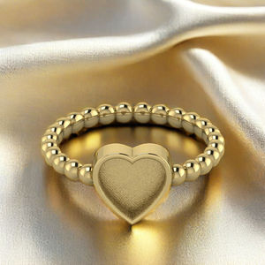 <b>Top</b> Quality 925 Sterling Silver 8mm <b>Heart</b> Semi Mount Beaded Band Ring Good for Resin & Ashes Work Keepsake Breastmilk Jewelry - Product Image 2